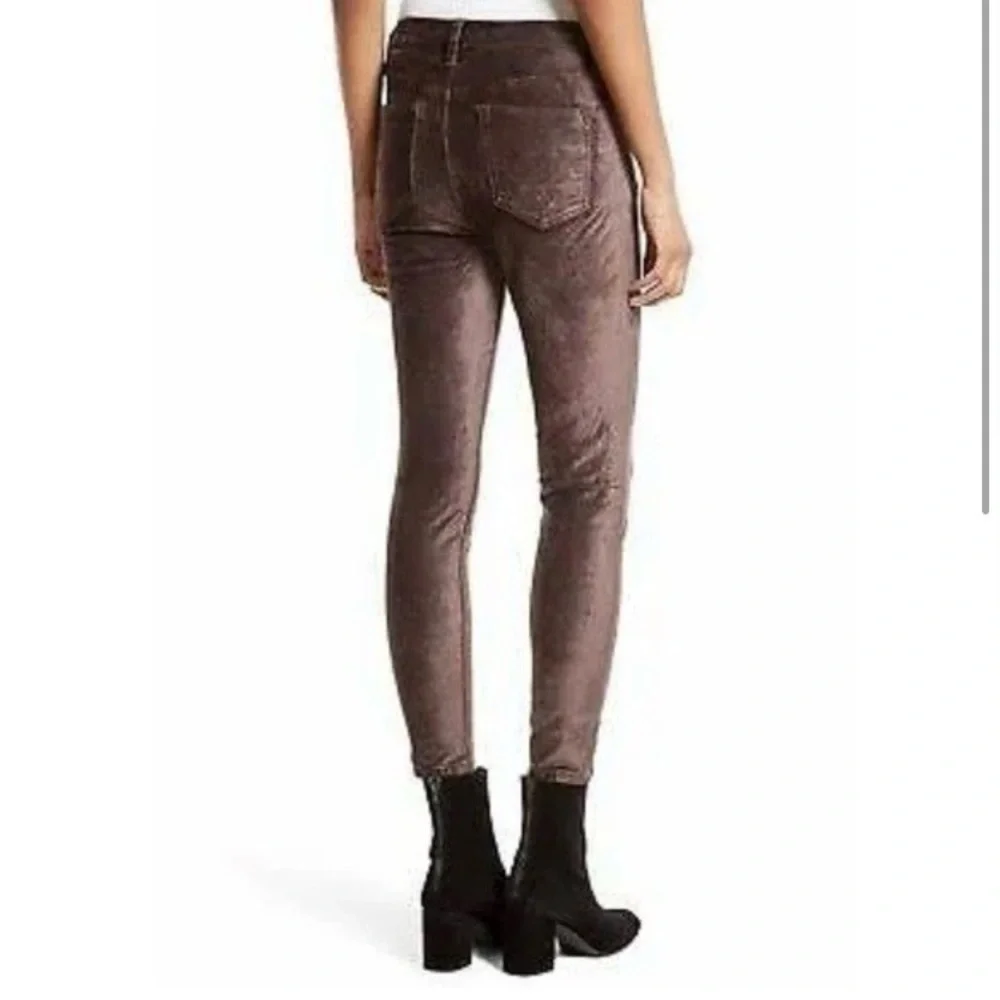FREE PEOPLE Cyndi High Rise Stretch Velvet Pants Size 25 Mulberry Boho Party Fun